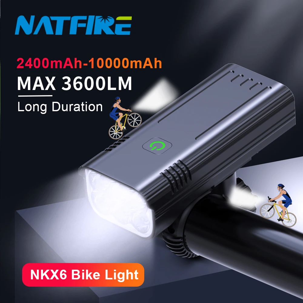 10000mAh 6-8 LED Światło rowerowe USB Akumulator 3600 lumenów Reflektor rowerowy Super jasna latarka Światła przednie i tylne światło tylne
