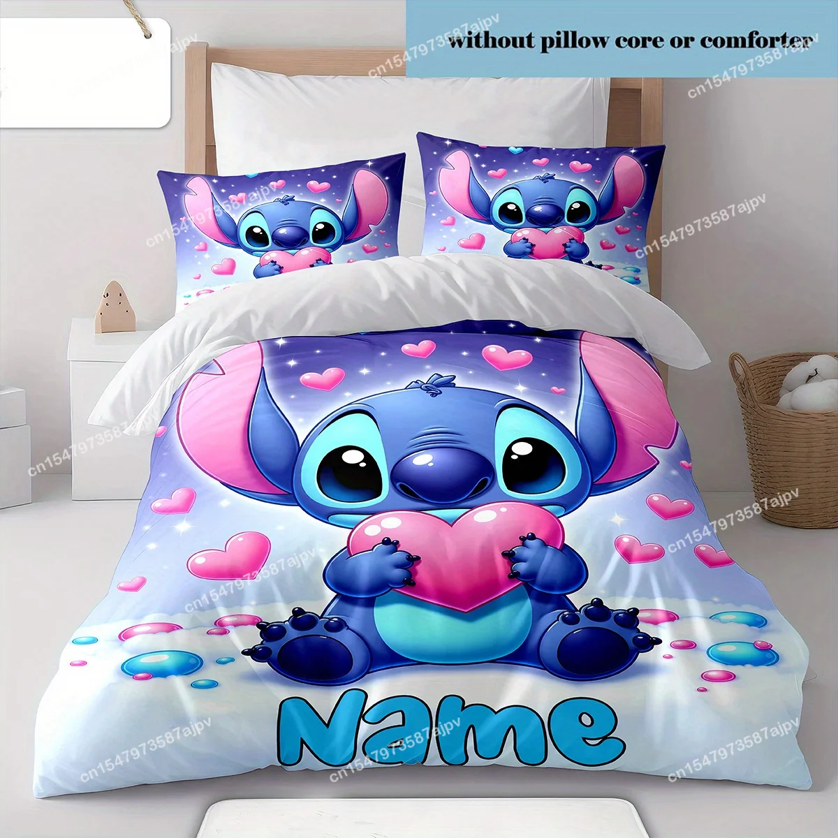 Personalized Duvet Custom Cute Stitch Bedding Set King Twin Double 3 Piece Polyester Duvet Cover Set Christmas Gift Decor-QIANG