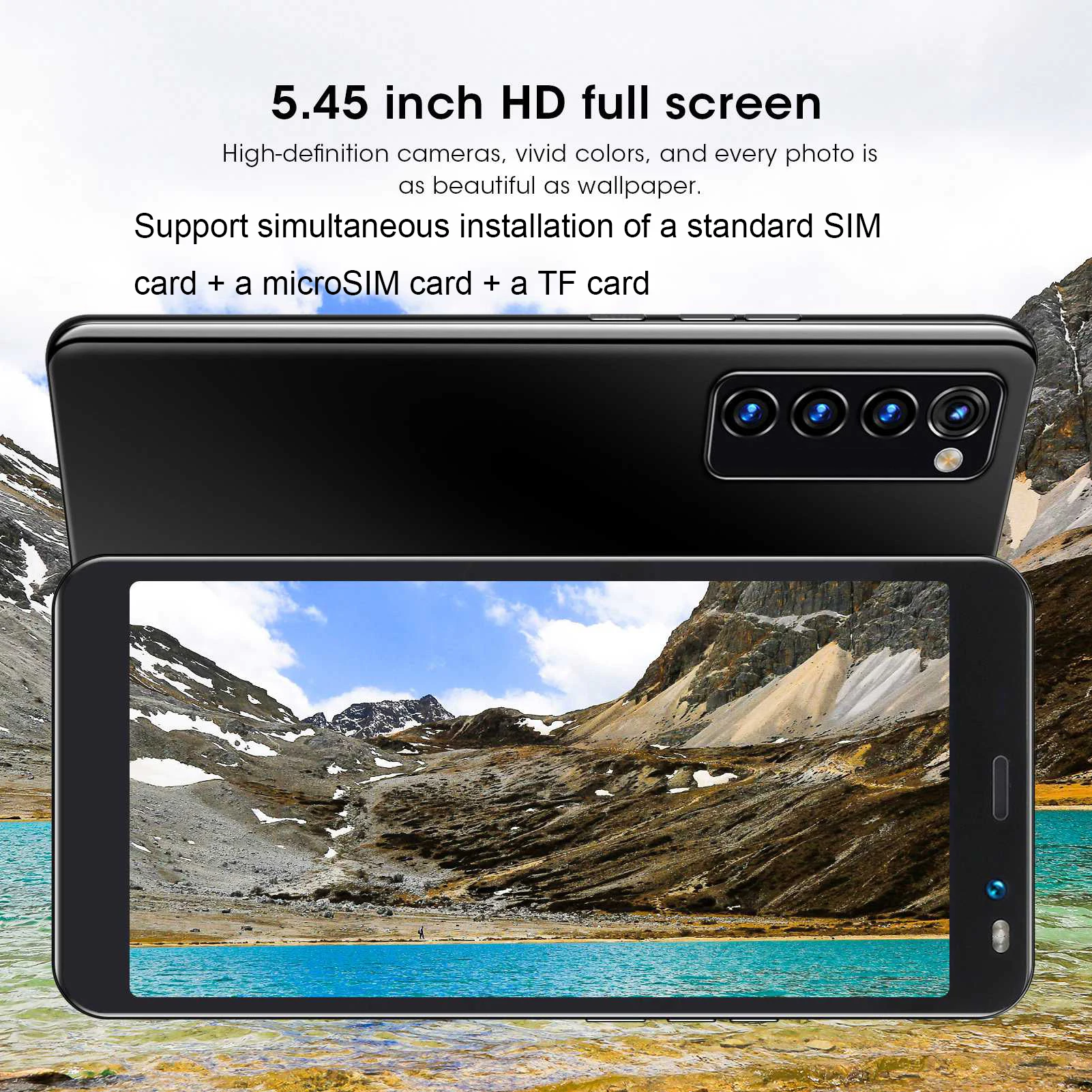 LANDVO Rino4 Pro 5.45in Face Unlock بطاقات مزدوجة هاتف ذكي مزدوج الاستعداد 512 ميجابايت + 4 جيجابايت هاتف ذكي بطاقات مزدوجة هاتف ذكي قائم مزدوج