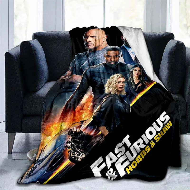 HD Movie Fast & Furious Print Flannel Blanket Ultra Soft Cozy Throw For Bedroom Sofa Racing Movie Style Home Bedding Decor Gift