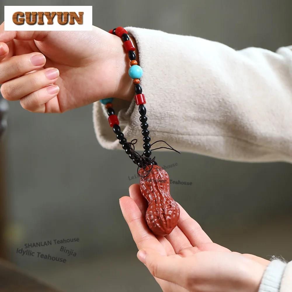 

Игрушка-фигурка из исинской фиолетовой глины в форме арахиса, креативный цветочный горшок, ландшафтный декор, чайная статуэтка, сувенир ручной работы