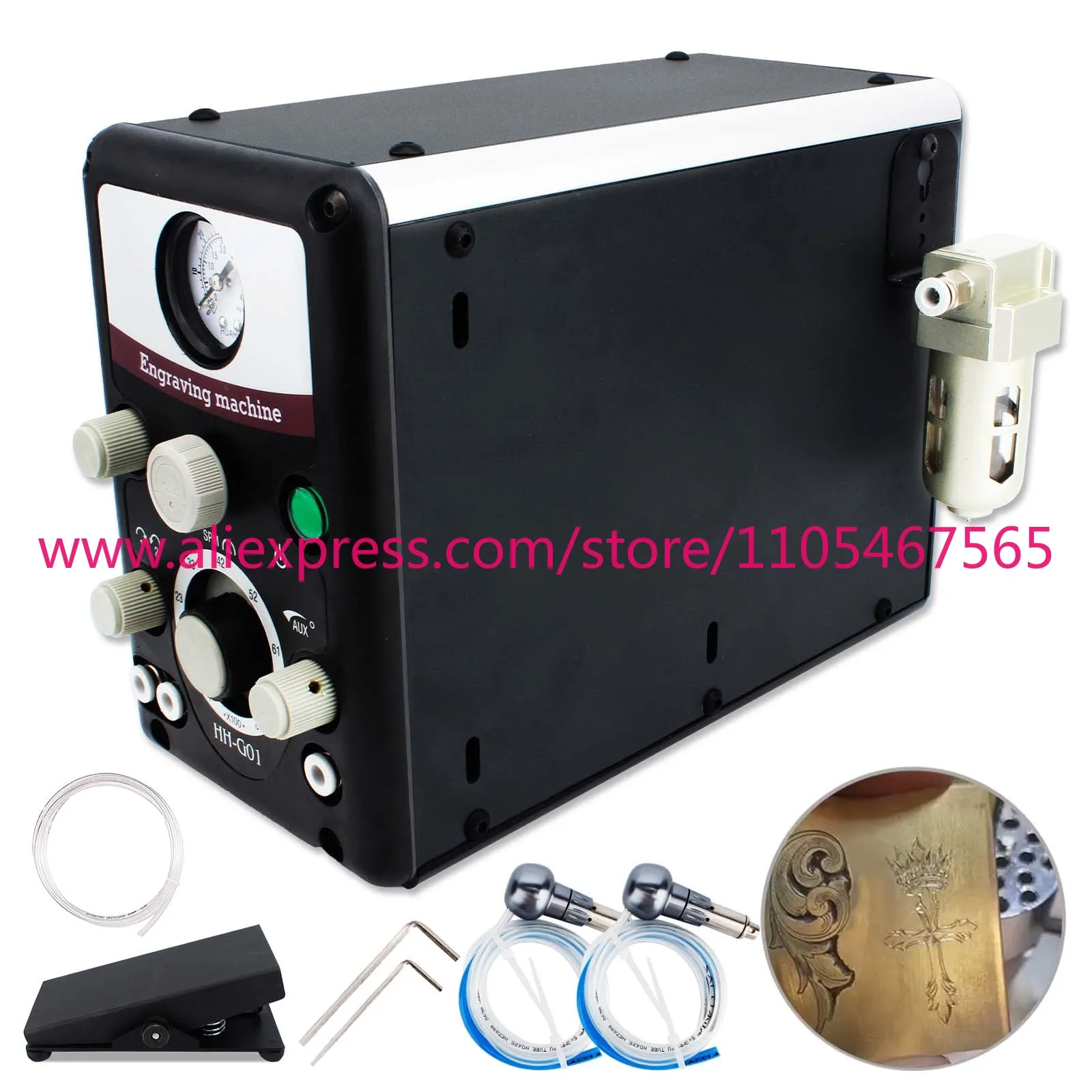 1PCS Pneumatic Jewelry Engraving Machine 110V/220V Manual 400-8000 RPM/Slitting Knife Mobile Phone Double Head Miniature
