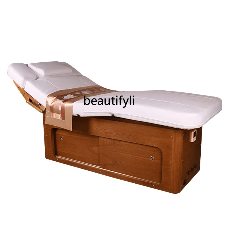 Facial Bed High-End Solid Wood Electric Massage Couch Massage Bed Lifting Physiotherapy Bed Temperature Control Heating