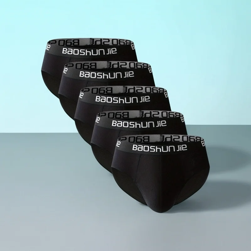 

Мужские трусы из 5 штук из чистого хлопка — пояс «BAOSHUNJIE», мягкая дышащая ткань, комфорт на весь день
