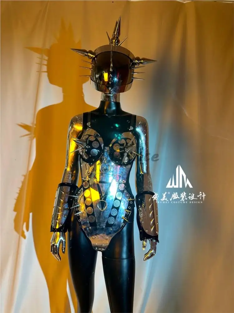 Silver Space Gogo Performance Dress Walk Model DS Dance Costume For Woman