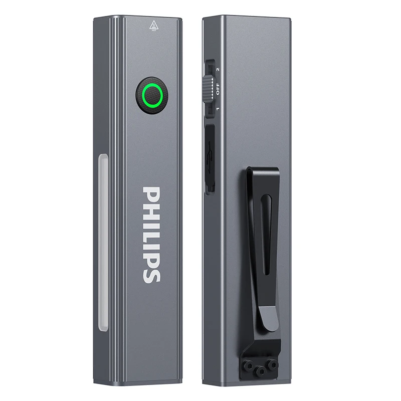 

Philips New 600LM Flashlight Supports 3 Type Dimming UV light, Red Laser, 365nm Purple Light, COB,Magnetic Function with a Clip