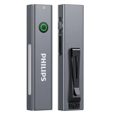 Philips New 600LM Flashlight Supports 3 Type Dimming UV light, Red Laser, 365nm Purple Light, COB,Magnetic Function with a Clip