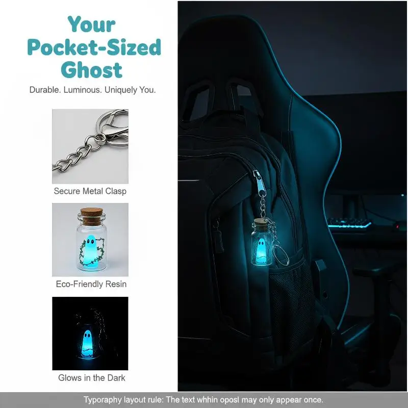 Luminous Ghost Keychain Halloween Glow Drifting Bottle Creative Green Spectre Jewelry Gift