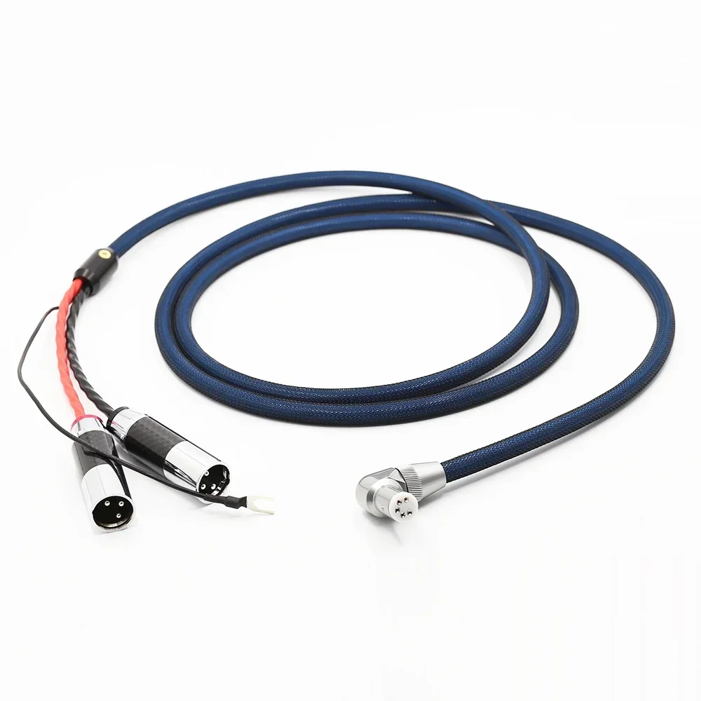 VIBORG LC803 OFC Silver Plated Tonarm Cable Right Angled Rhodium plated 5 Pin DIN Female to 2 XLR Phono Turntables Analog Cable