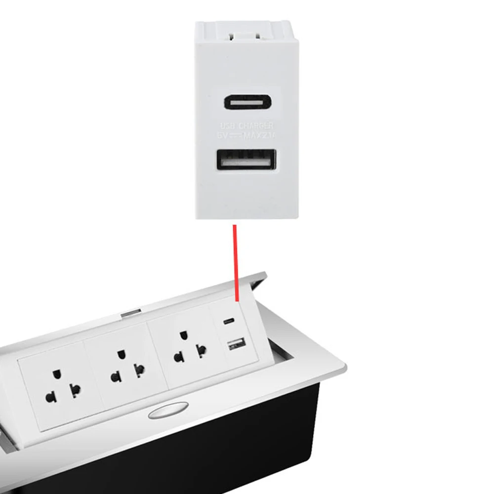 

Mobile Phone Charging Panel USB+Type-C Power Module 100-240V Input to 5V Socket 2.1A Charging Power Socket Switching Adapter