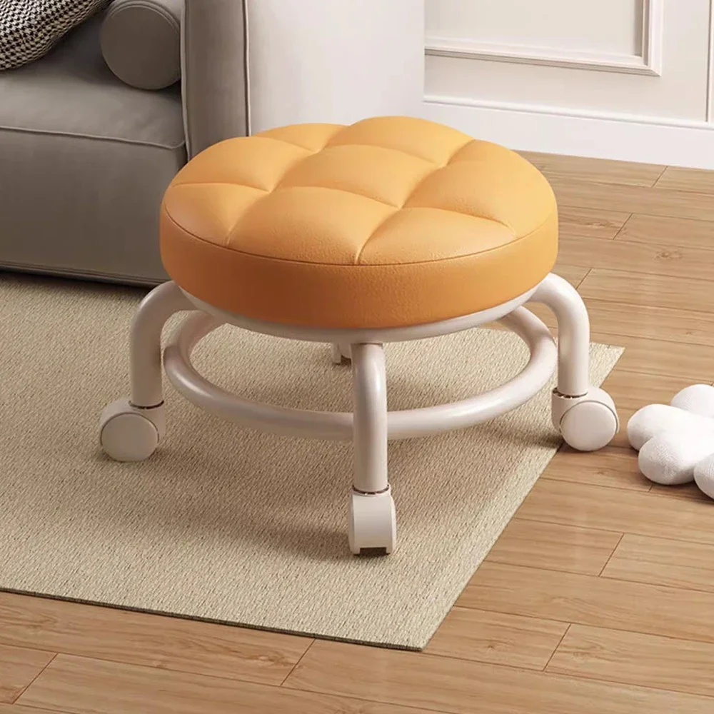 

Orange Portable Pedicure Stools Wheels Pouffe Low Lying Kitchen Light Foot Rest Stools Mobile Modern Poltrona Indoor Furniture