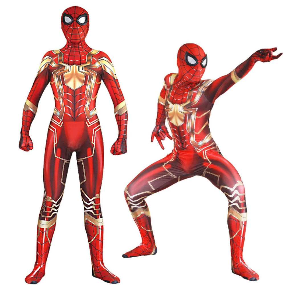 Iron Spider Man Suits Men's Costume Bodysuit with Mask 3D Style Fancy Dress Party Clothes Adults Spiderman Cosplay Outfits