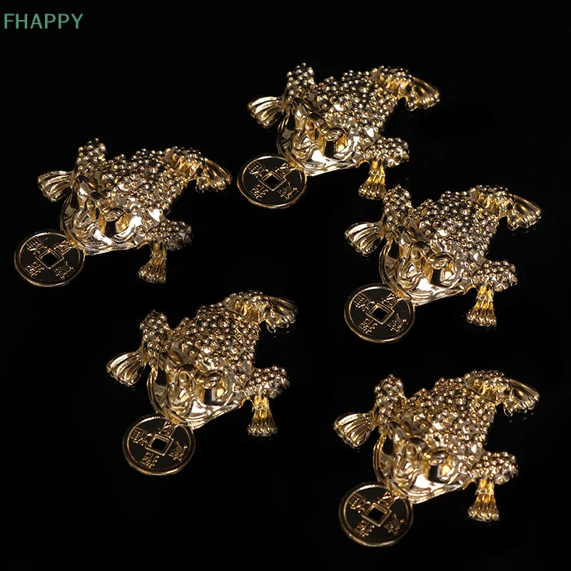 5Pcs Feng Shui Pocket Toad Frogs Fortune Keychain Charm Bag Pendant Home Decor