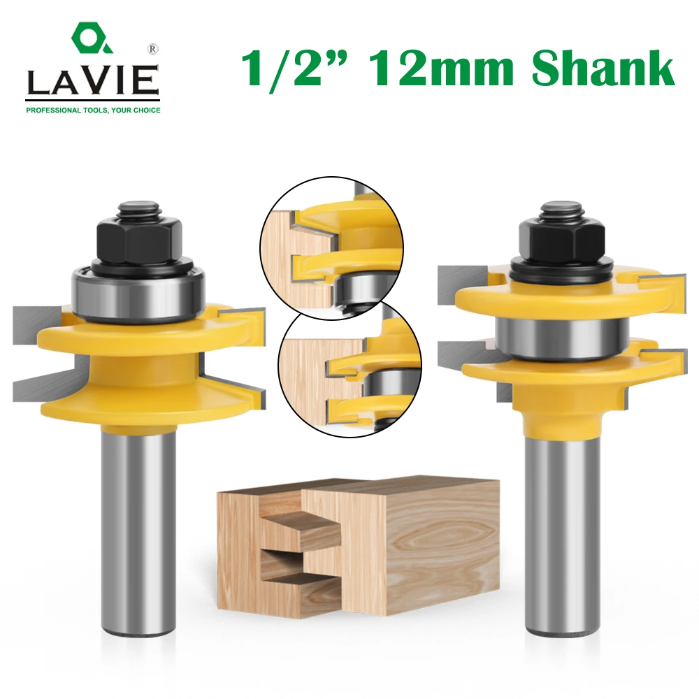 Lavie-shank Rail e Stile Tenon Router Grupo Porta Bevel Carpintaria Fresa para Ferramentas de Madeira Mc03143 Pcs 12 mm Pol
