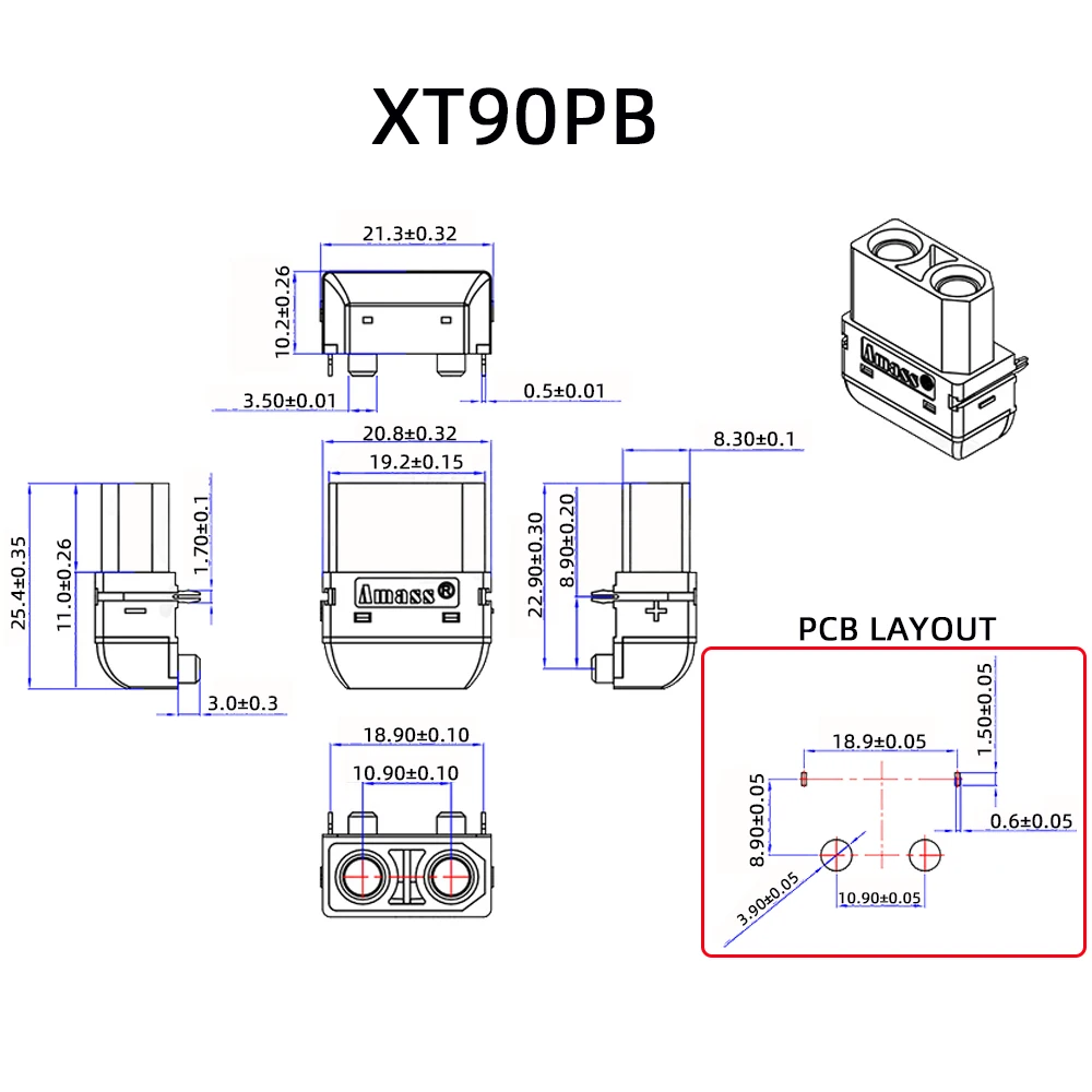 XT90PW 4.5mm Gold-Plated Banana Plug Connector Male Female Horizontal Connectors Amass XT90PW Adapter for RC DIY Parts