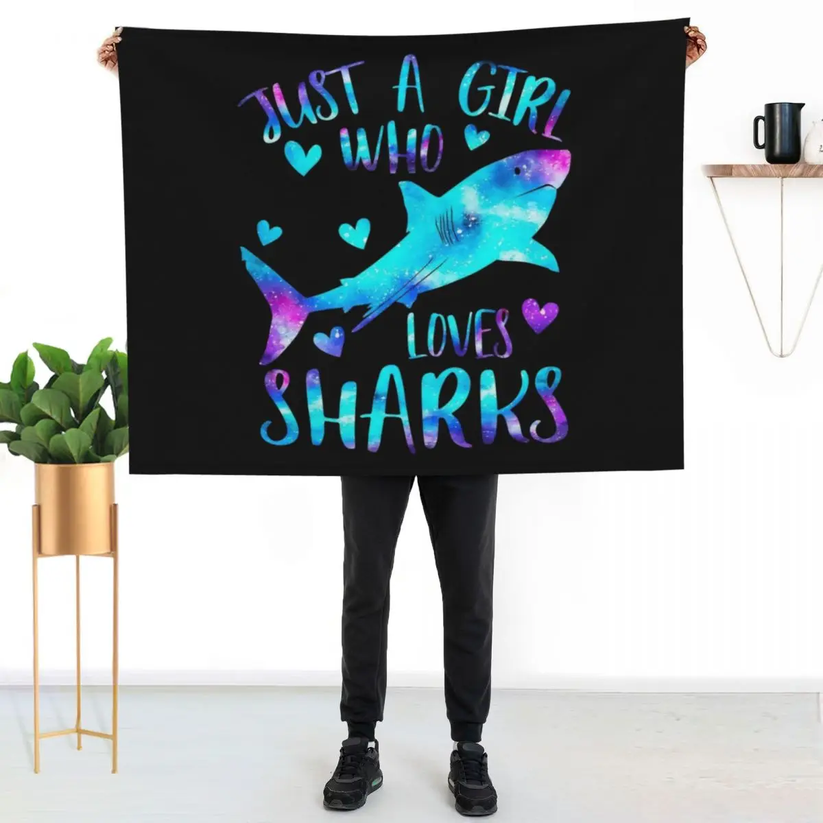 Just a Girl who loves sharks Throw Blanket Beach Giant Sofa Comforter Retros Polar valentine gift ideas Blankets