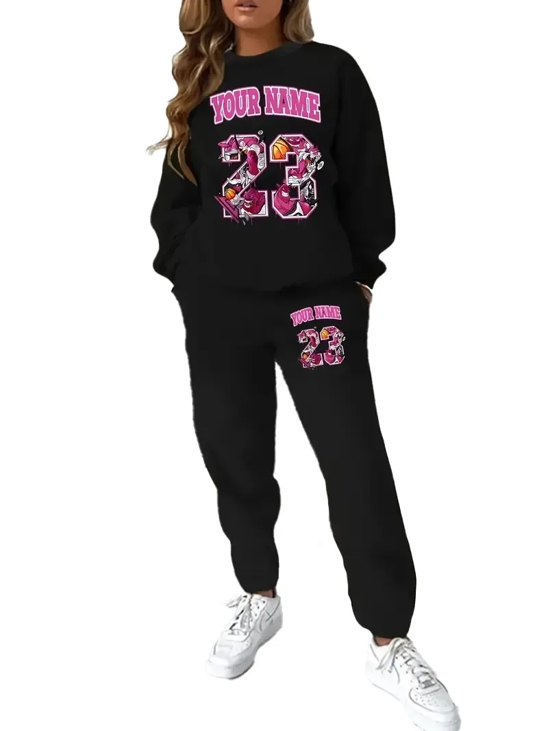 

A variety of fashion patterns printed 23 2 suits, women's casual crewneck long sleeve sweatshirt and sweatpants clothing