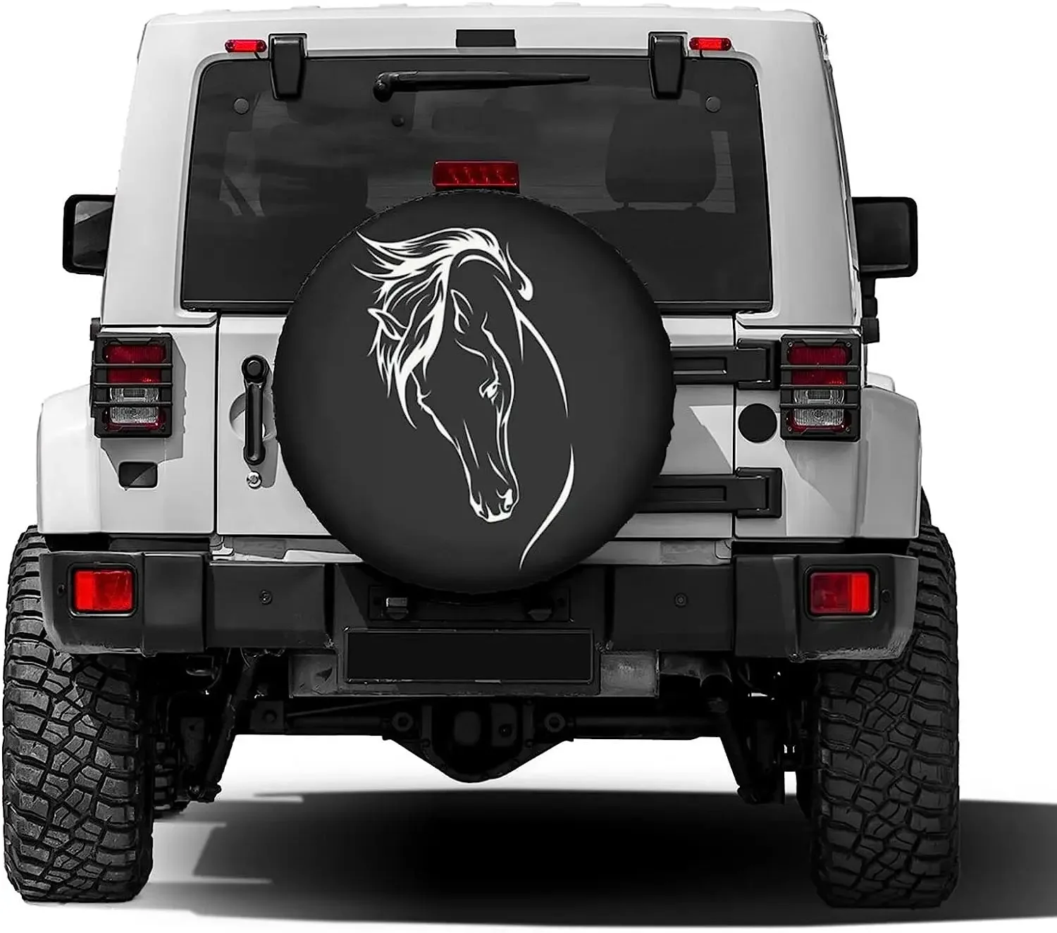 A Horse's Head Outlined with Lines Spare Tire Cover Wheel Protectors Water Dust Proof Universal Fit for SUV Truck Camper Travel