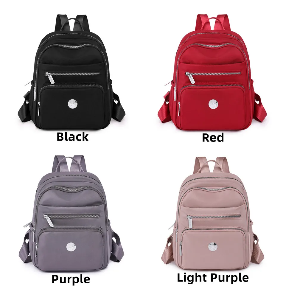 Women Nylon Schoolbag Fashion Shoulder Strap Zipper Solid Casual Bag Female Backpack School Bag Designer Rucksacks