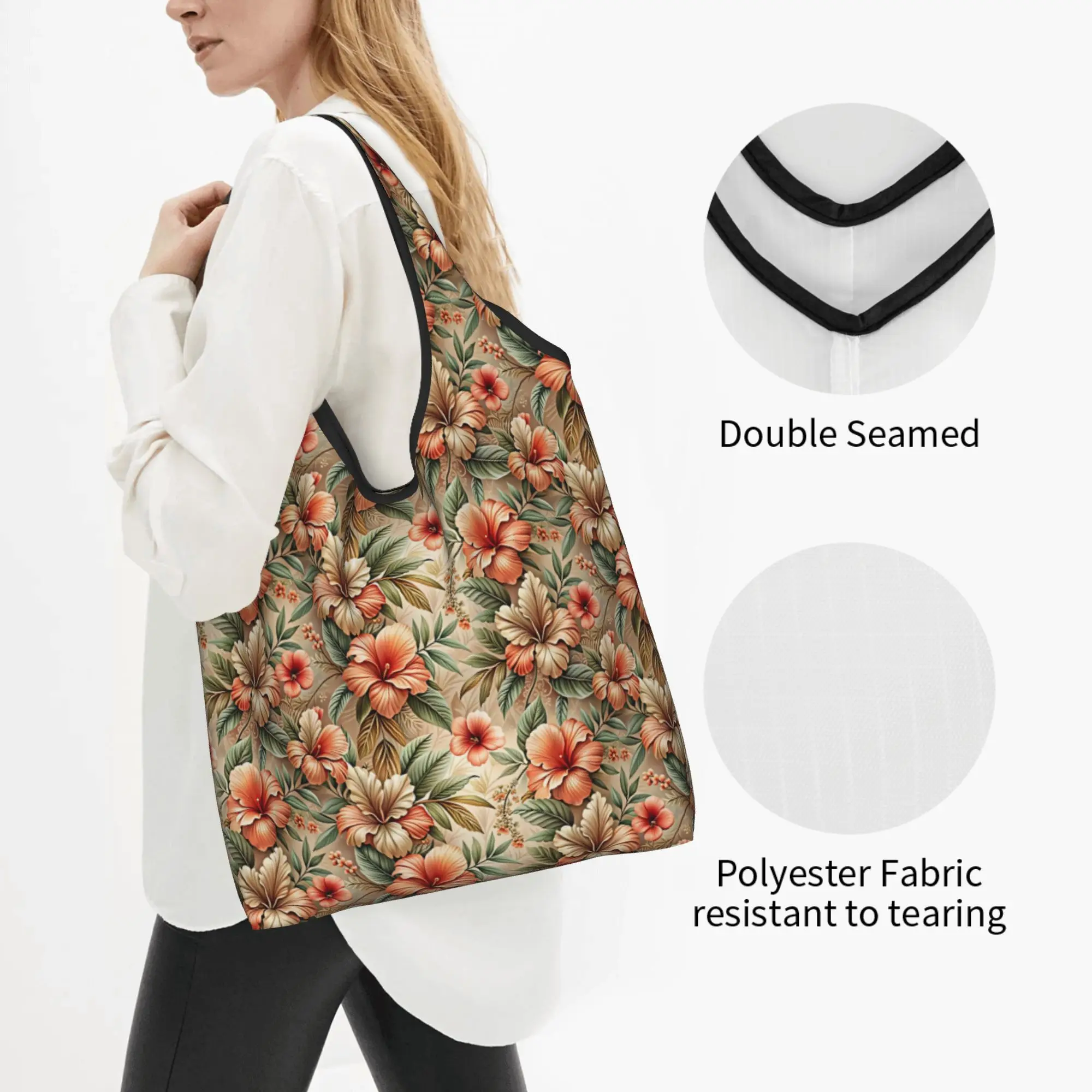Luxury High 3D Floral Groceries Shopping Bag Funny Shopper Tote Shoulder Bag Large Capacity Fashion Trend 3D Flowers Handbag