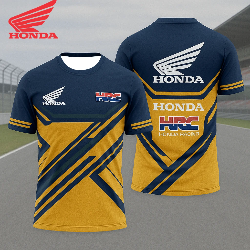 تي شيرت صيفي لسباق Honda HRC للرجال، قميص ركوب الدراجات فتل العرق المسامي، قميص مريح لسباق الدراجات النارية #3
