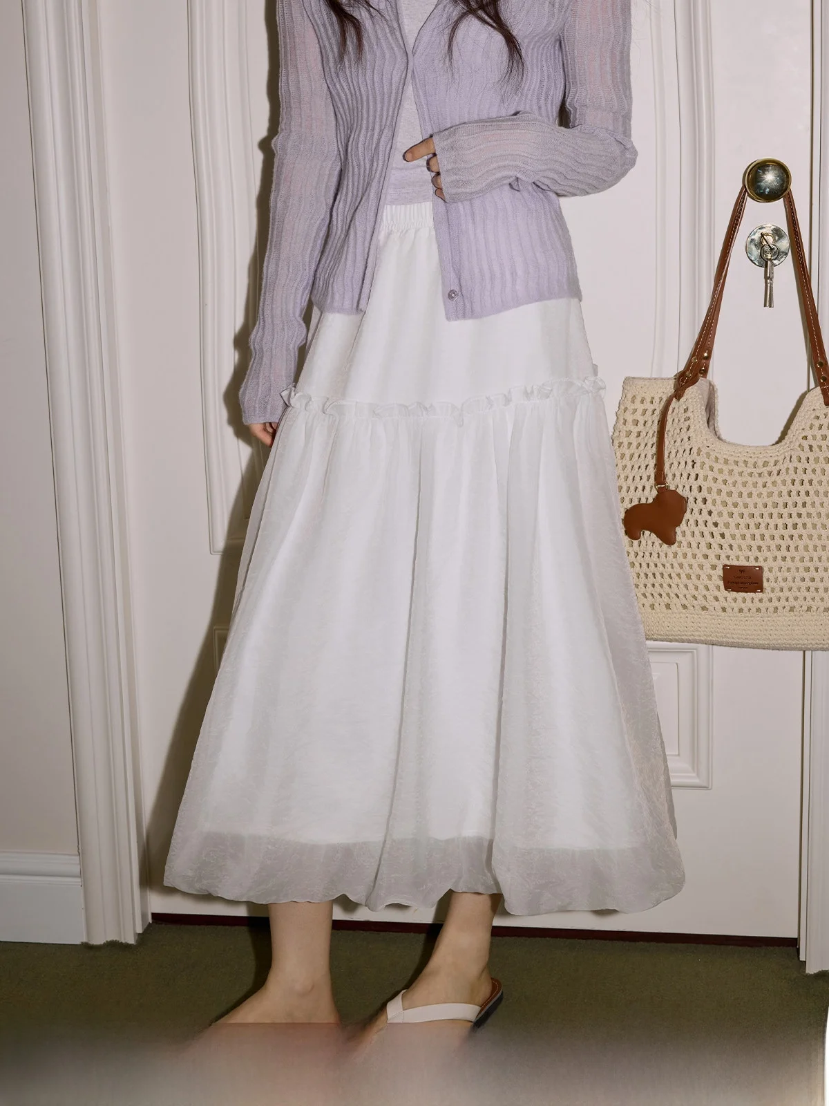 

Юбка-полусолнце с высокой талией, расклешенная, из сетчатой ткани, с пышными вставками, для женщин, весна-лето, повседневный стиль, стандартный крой, китайское производство