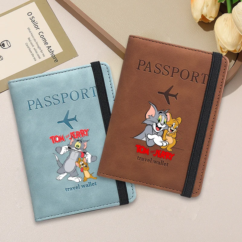 

Tom and Jerry Passport Holder Cute Cartoon RFID Travel Essentials Business Wallet Cover Case Fashion Women Men Birthday Gifts