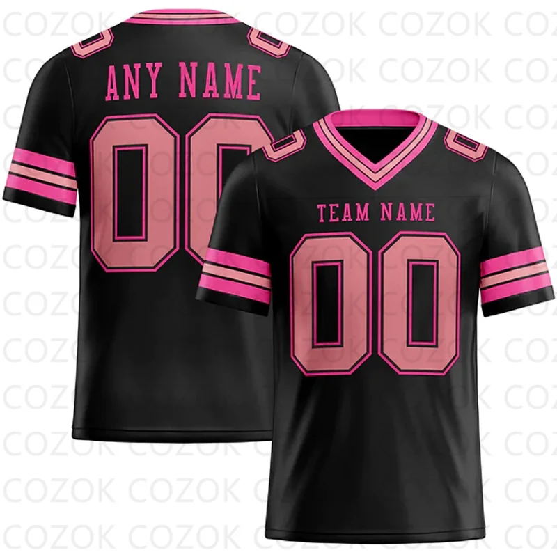 Black Pink Customized Football for Men Jersey Personlized Team Football Short Sleeves Athletic Tee Shirts Unisex