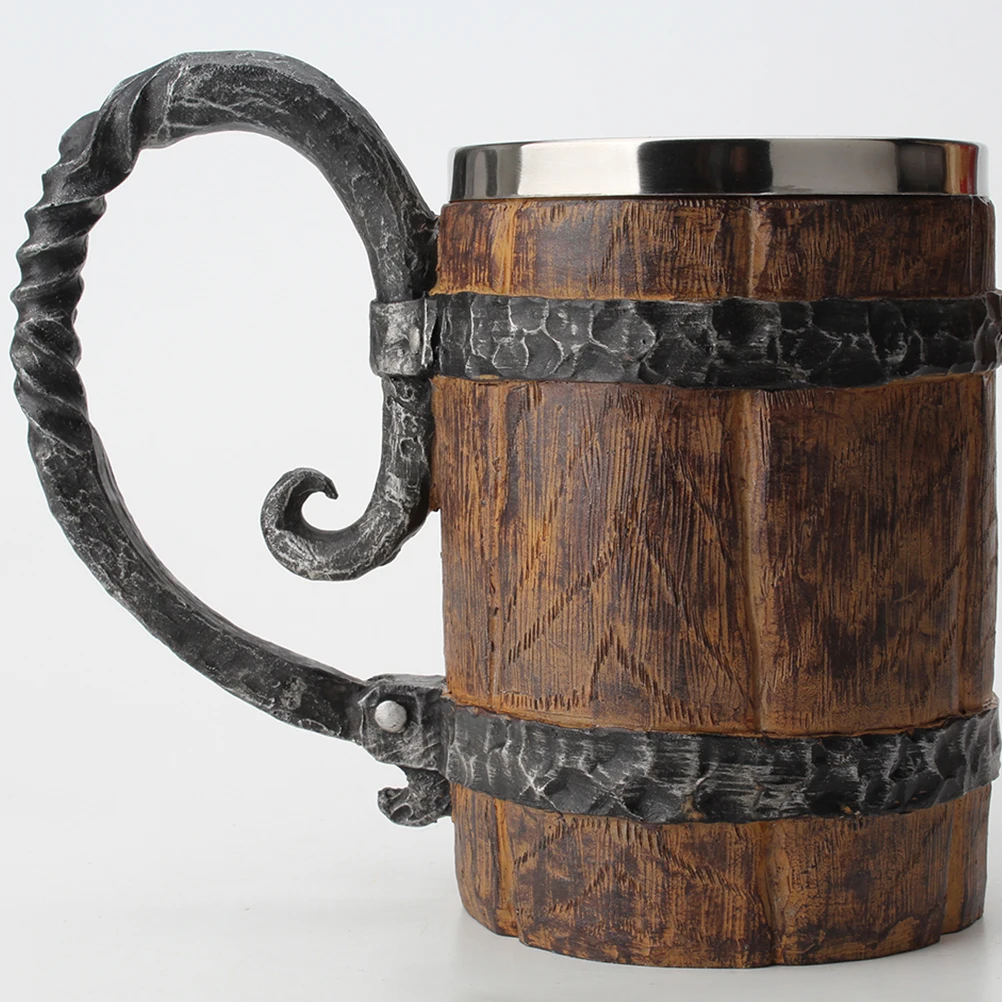 

Vintage Barrel Shaped Mug Stainless Steel Insert Coffee Decorative Exquisite 3D Design Halloween Gift Idea Glass Cup
