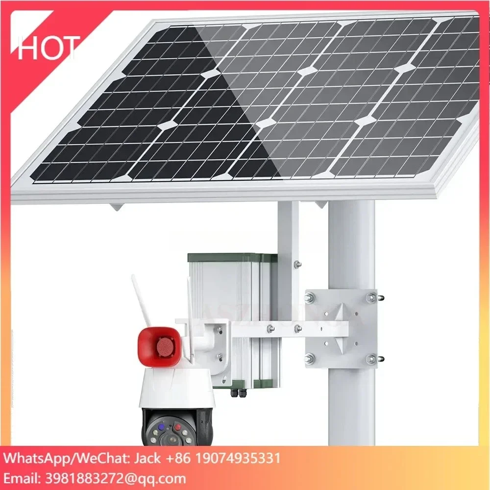 Kamera Keamanan IP Nirkabel 4G SIM Card Outdoor PTZ CCTV Surveillance Cam CamHi dengan Panel Surya 80W 40AH, HD 5MP/8MP, Zoom 33X