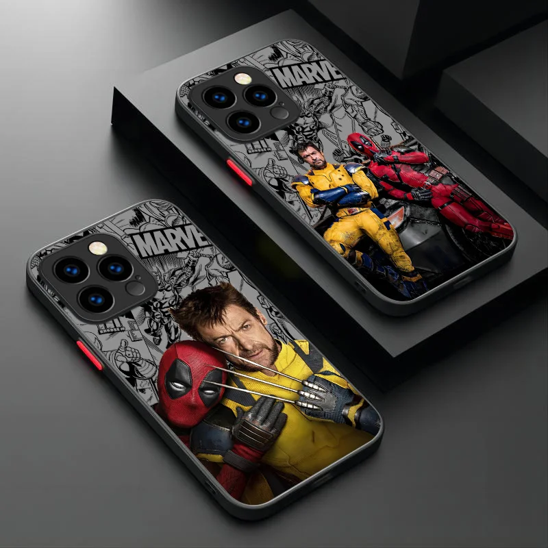 Marvel Deadpool Wolverine Case For iPhone 15 14 13 12 11 Pro Max mini X XR XS 7 8 6 Plus SE 2020 Shockproof Matte Hard Cover