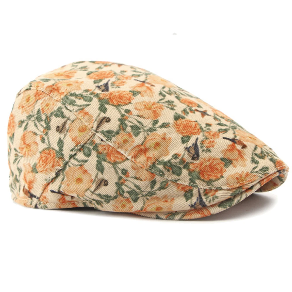 HT4405 Autumn Winter Hat Caps for Men Women Retro Floral Artist Painter Beret Hat Adjustable Ivy Flat Cap Male Female Beret Caps