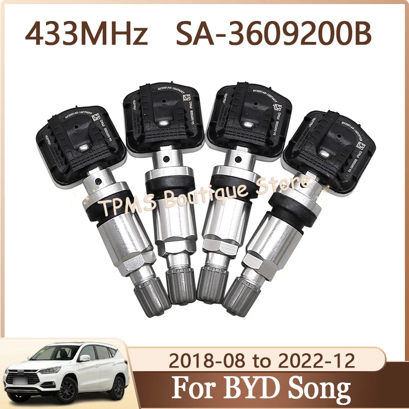 

TPMS Sensor Tire Pressure Monitor System 4pcs 433MHz SA-3609200B For BYD Song E2 E3 S2 Song MAX Tang DM-i Yuan Pro EV