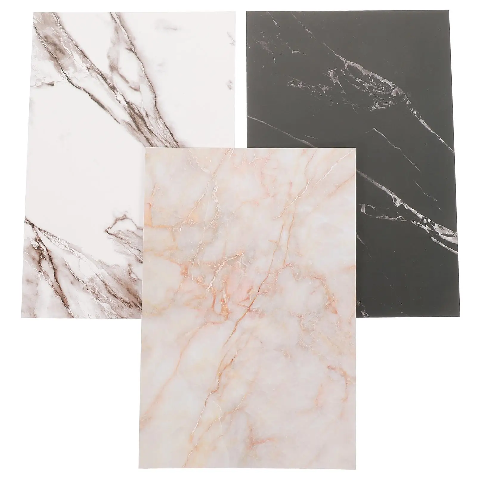 

3pcs Marble Pattern Photo Cards Durable Reusable Food Photography Backdrops PVC Jewelry Watch Props Proper Size Lightweight