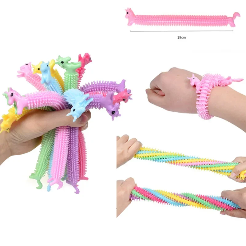 1 stuks grappige eenhoorn pull worm noodle fidget speelgoed stretch string tpr touw anti stress speelgoed string stress verlichting autisme vent