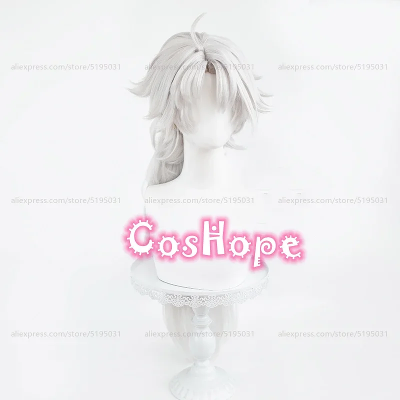 Lingyang unisex cosplay wig 80cm long hair silver white wig anime cosplay wigs wigs heat resistant synthetic wigs