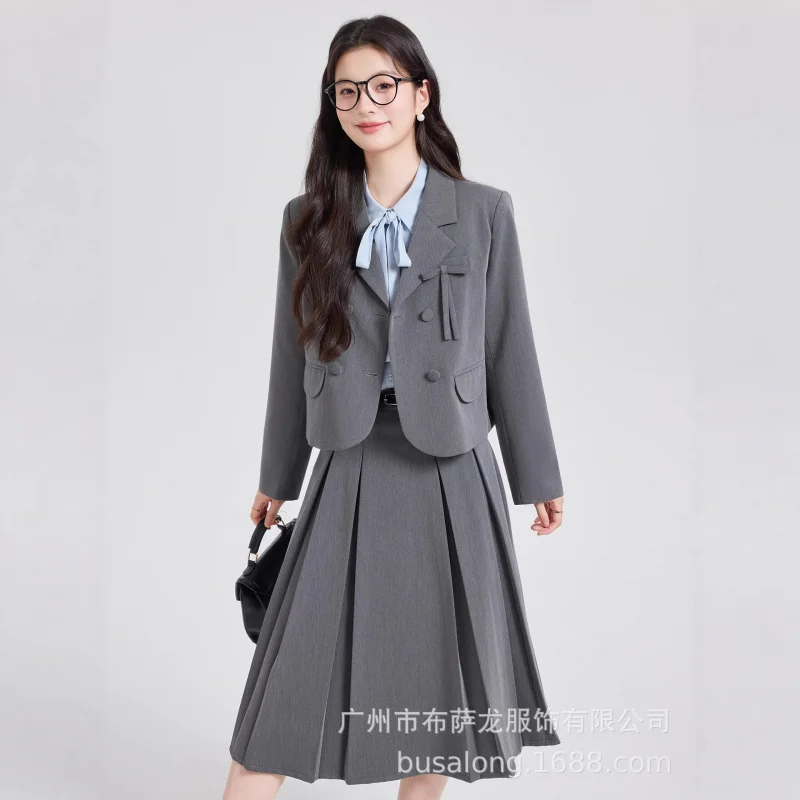 الربيع والخريف نمط جديد شهادة المعلم امتحان عام عمال ملابس رسمية مقابلة الدفاع فضفاضة بدلة سوداء مجموعة المهنيين