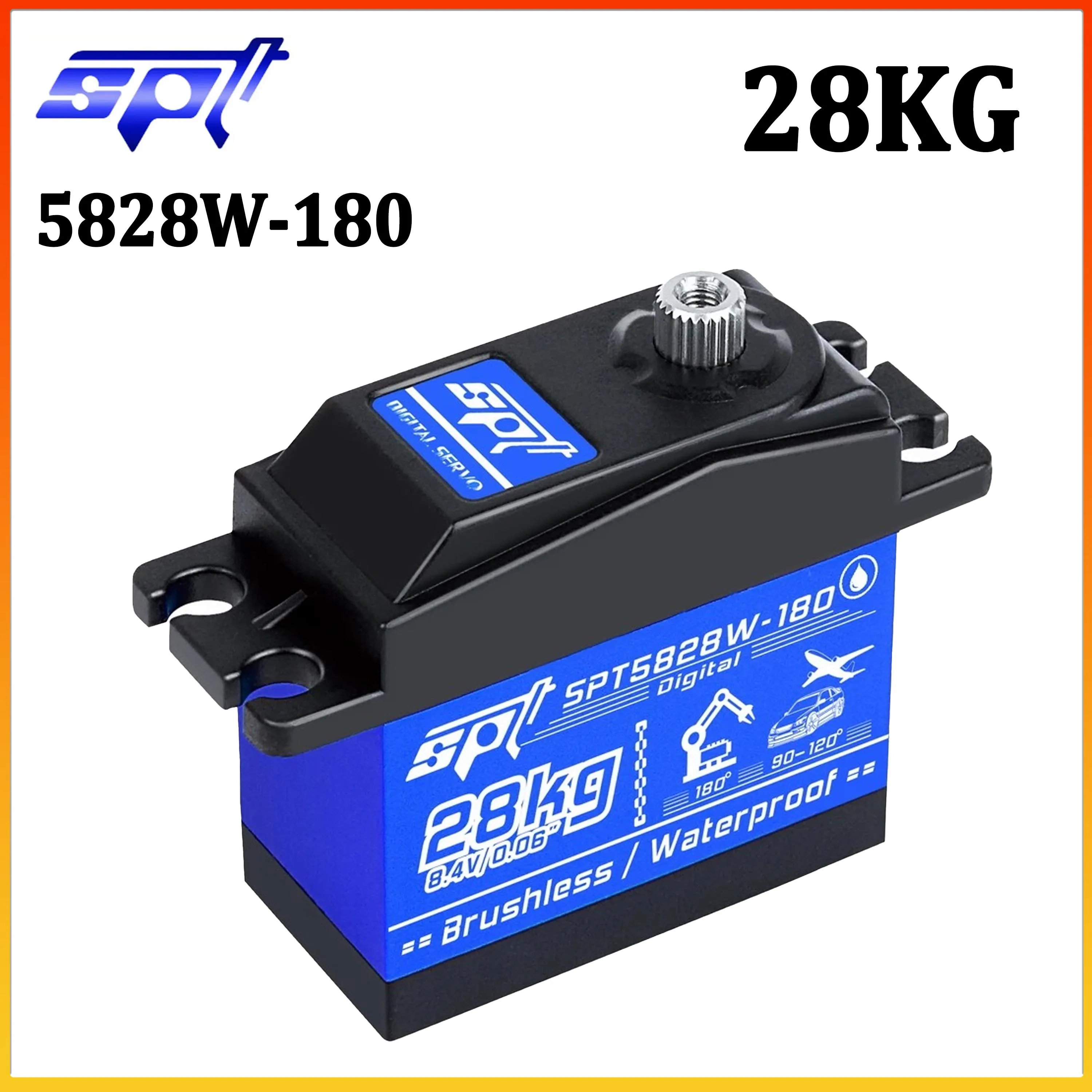 SPT 5828W 28KG 8.4V Waterproof Large Torque Digital Standard Servo Metal Gear for 1/8 RC Car Robot Crawler Traxxas Axial HPI