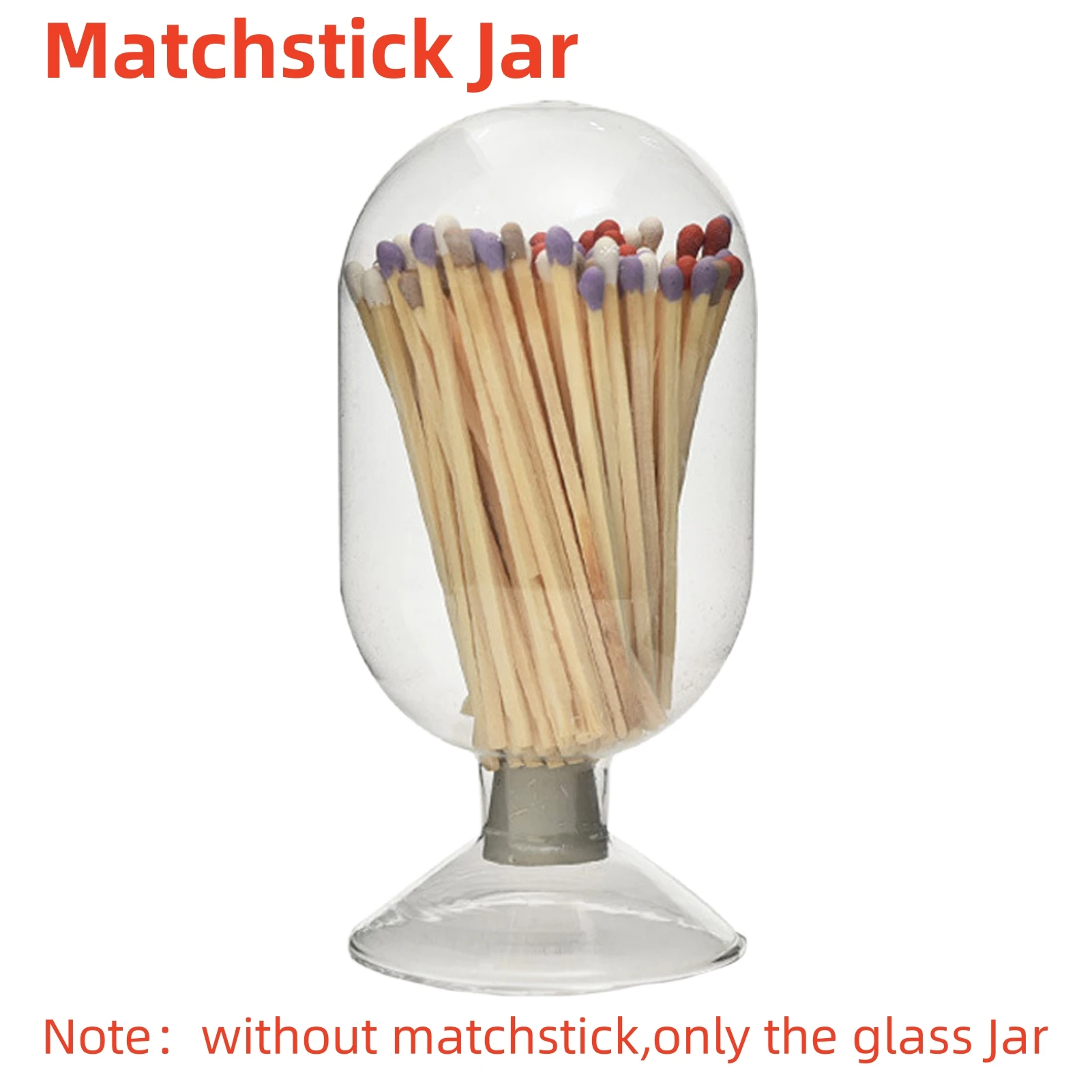 Almacenamiento de cerillas Decoración de vidrio Cloche de partido Botella de ficción de vidrio Cloche Matchstick Jar Display Muestra Botella de exhibición transparente de vidrio