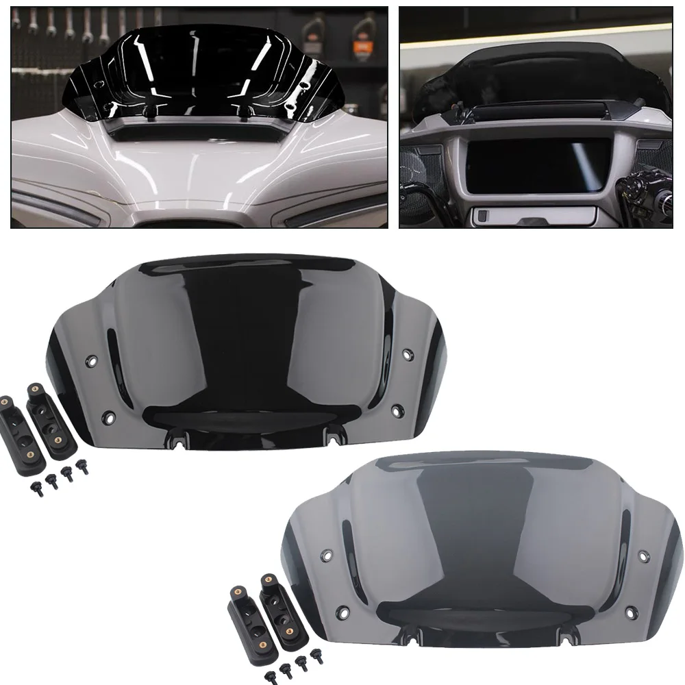 

10" Wind Deflectors Windscreen Fits For Harley Davidson Street Glide Cvo Ultra Limited 2023‑Later Abs Plastic Black/Grey Smoke