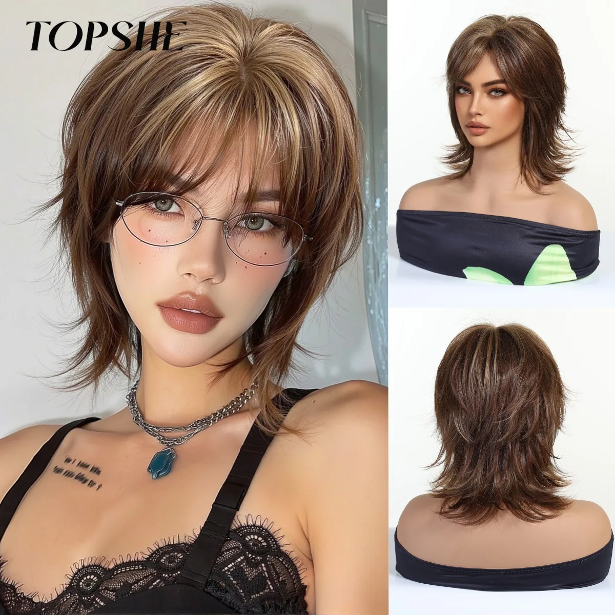

Japanese High-end Wolf Tail Wig Full Head Set Cosper Neutral Trendy Short Style Mullet Head Synthetic Hair Wigs