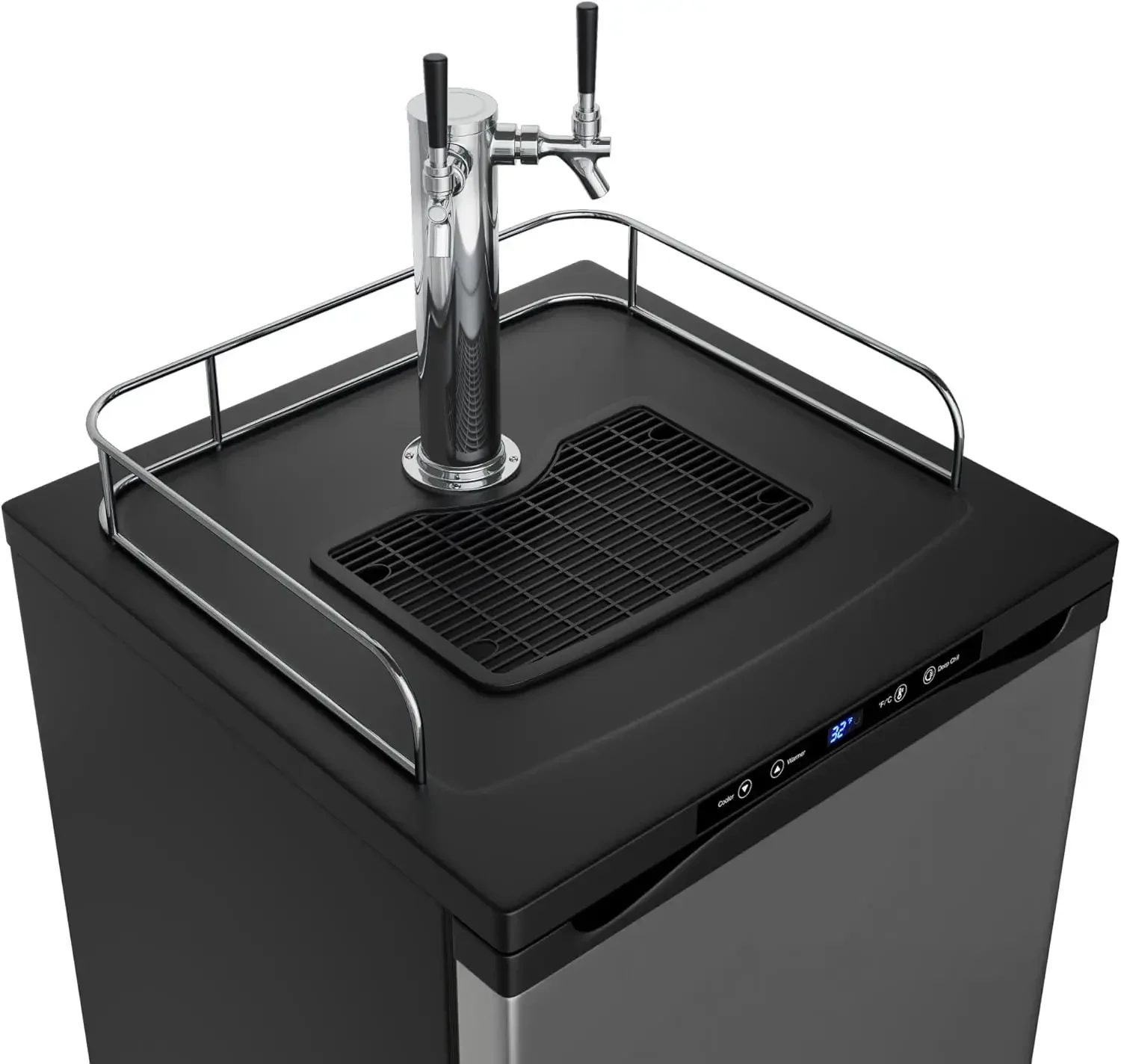 EdgeStar KC3000SSTWIN Kegerator مزدوج الحجم بالحجم الكامل مع شاشة رقمية - أسود وفولاذ مقاوم للصدأ