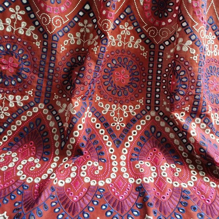 

New Bohemian style pure cotton lace embroidered hollow fabric ethnic fabric DIY clothing sewing accessories by meter