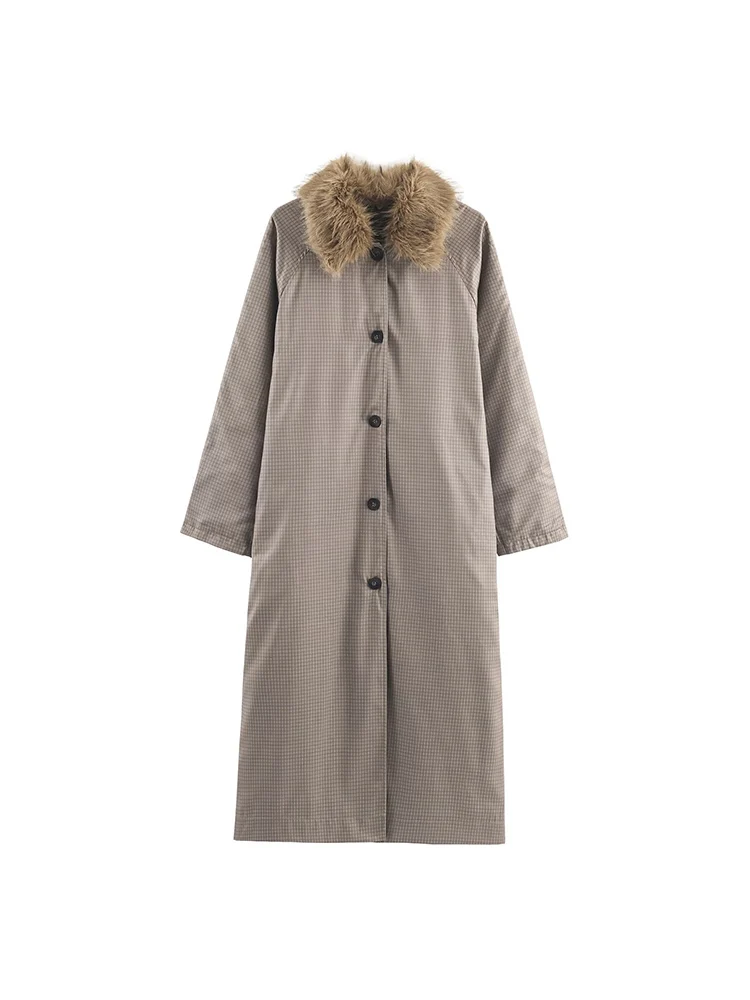 

Европейский и американский стиль, осенне-зимняя новая модная тенденция, двусторонняя женская одежда с эффектом лацканов из искусственного меха, плащ