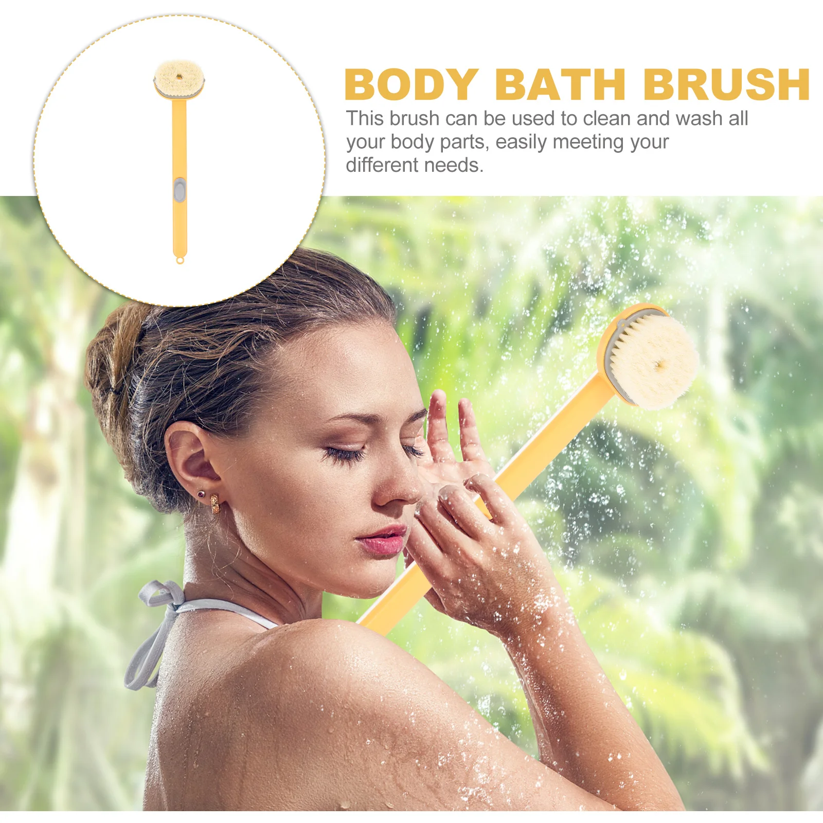 

Long Handle Back Scrubber Brush With Hole Design For Easy Hanging Body Exfoliating Bath Shower Cleaning Tool Durable