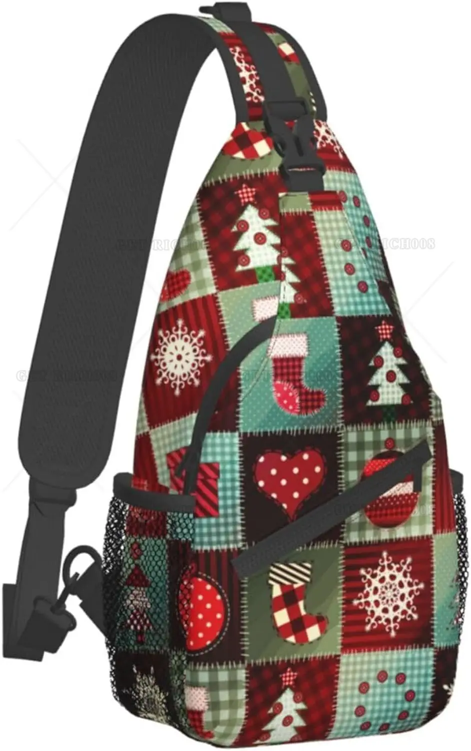 Sock Vintage Patch Design Polka Dots Cute Christmas Snowflake Crossbody Sling Backpack Sling Bag Travel Hiking Chest Bag Daypack