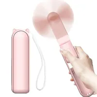 Portable Mini Fan 2000mAh USB Rechargeable 3 Speed Handheld Foldable Fan Hand Held Small Pocket Travel Fan with Handy Power Bank