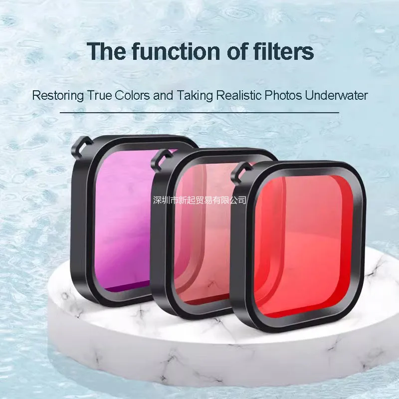 （not used for original）For GoPro Hero 12 11 10 9 Camera Waterproof Swimming Filter Red Pink Purple Dive Filter Diving