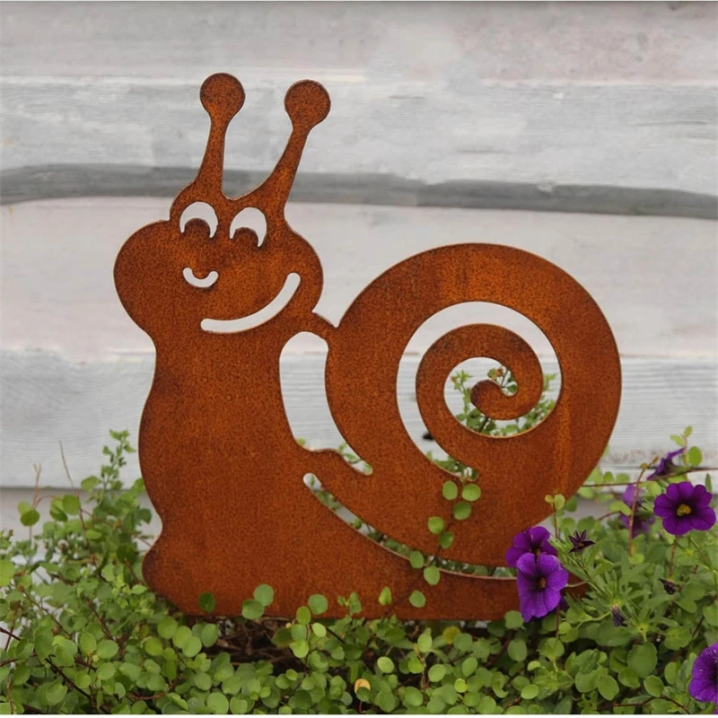 Rusty Frog Iron Art Deer Silhouette Garden Insert Metal Ornament Courtyard Decoration