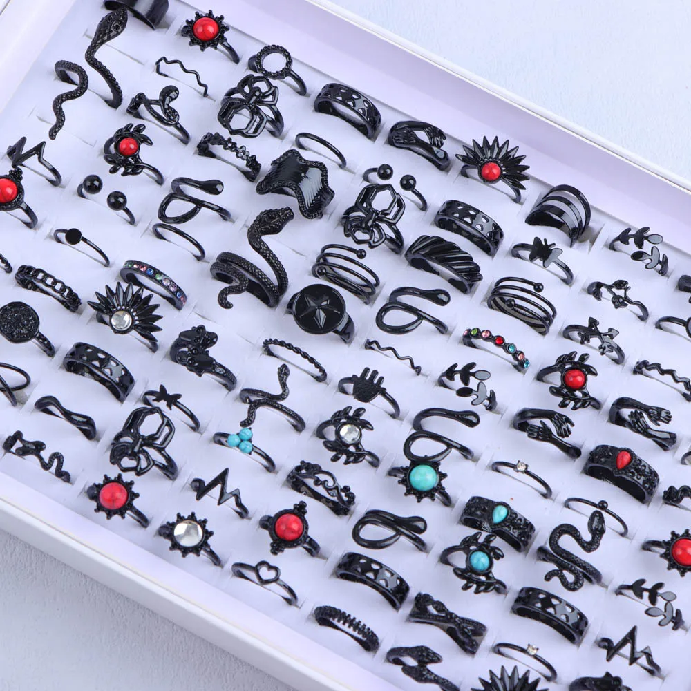 20Pcs/Lot Fashion Punk Vintage Bohemian Finger Women Ring Retro Geometric Rhinestone Gold Silver Color Jewelry Gift Mixed Style